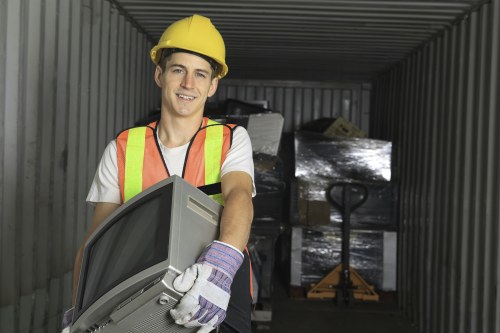 Different types of construction waste materials sorted for recycling