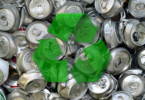 Various types of construction waste materials ready for disposal